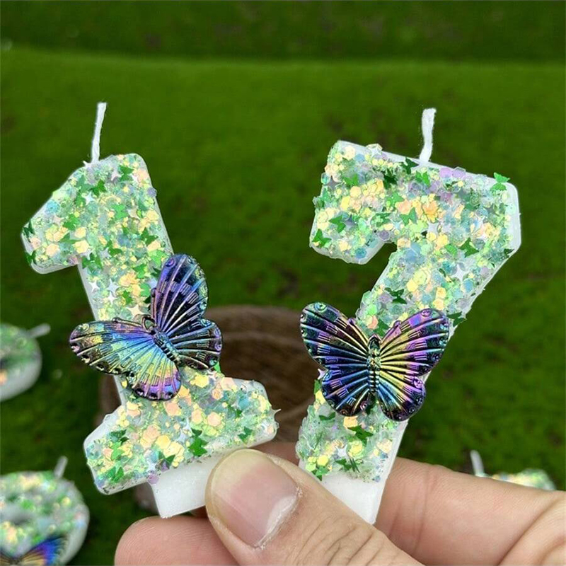 1Pc Green Sequins Number 0-9 B - Candle Supplies In review and price